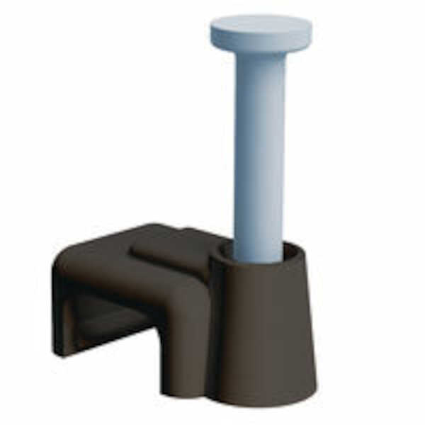 Micro Plastics Nail-In Cable Clip, .217" L, .12 x .22" Bundle Capacity, Polyethylene, Black, 100/Pack