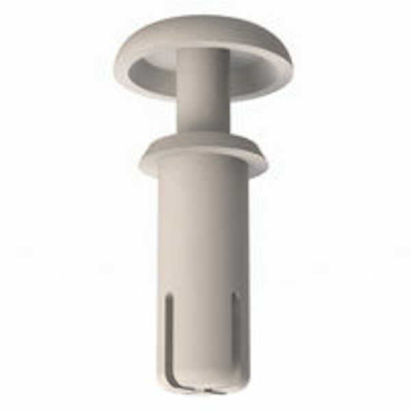 Micro Plastics Snap Rivet, .165" Mounting Hole Dia, .39" L, Nylon, White, 1000/Pack