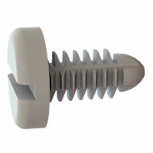 Micro Plastics Barbed Rivet, .203" Mounting Hole Dia, .5" L, Slotted, Pan Head, Nylon, Natural, 1000/Pack