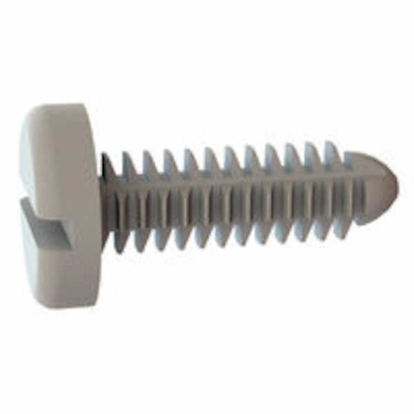 Micro Plastics Barbed Rivet, .203" Mounting Hole Dia, .75" L, Slotted, Pan Head, Nylon, Natural, 1000/Pack