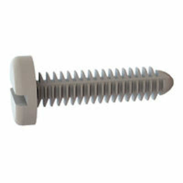 Micro Plastics Barbed Rivet, .203" Mounting Hole Dia, 1" L, Slotted, Pan Head, Nylon, Natural, 500/Pack