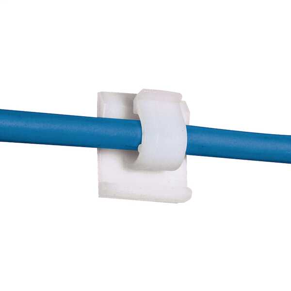Panduit Adhesive Mount Cable Clip, High Temperature Adhesive, .62" Bundle Capacity, Nylon, Natural, 100/Pack