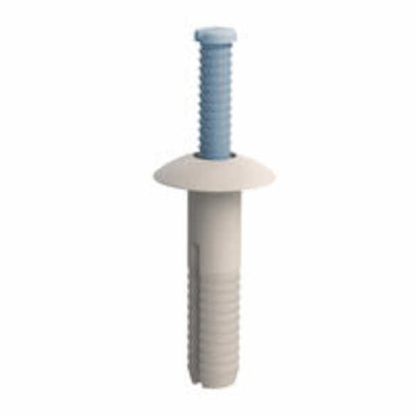 Micro Plastics Screw-In Rivet, .25" Mounting Hold Dia, 1." L Nylon, White, 1000/Pack