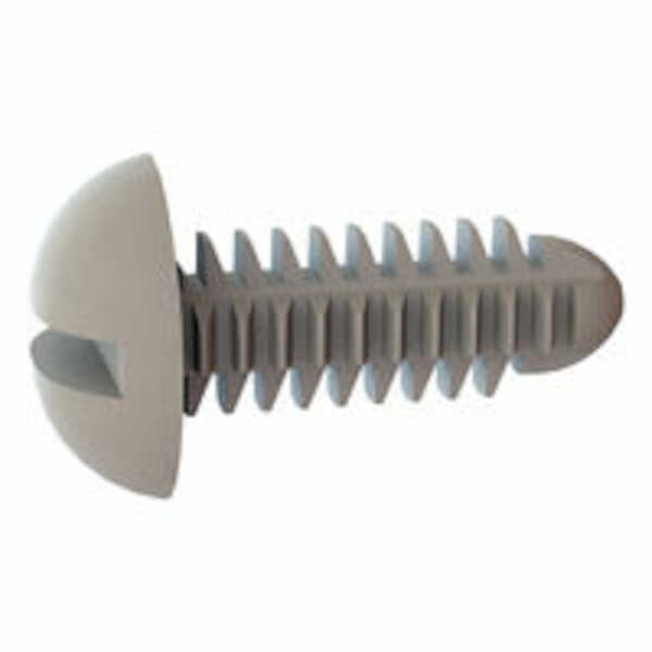 Micro Plastics Barbed Rivet, .203" Mounting Hole Dia, .625" L, Slotted, Round Head, Nylon, Natural, 1000/Pack