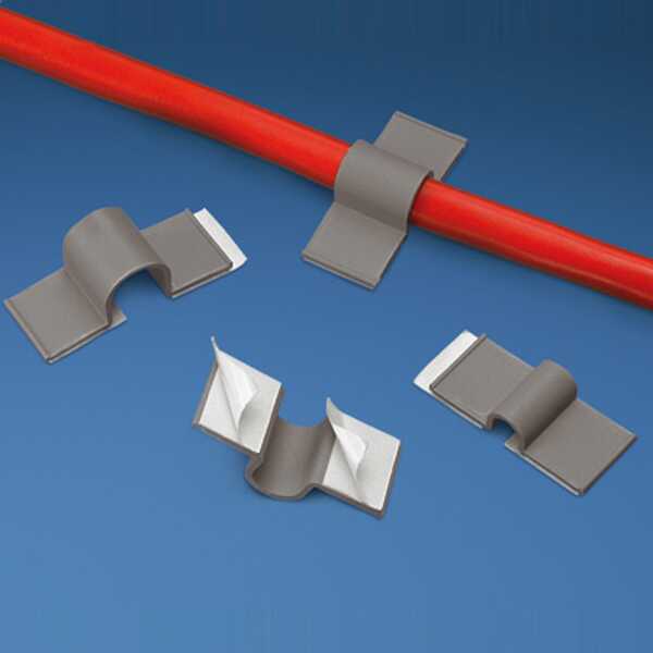 Panduit Adhesive Mount Cable Clip, .12" Bundle Capacity, PVC, Light Gray, 100/Pack