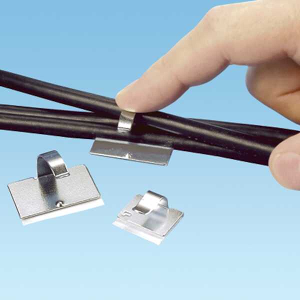 Panduit Adhesive Mount Cable Clip, .25" Bundle Capacity, Zinc Plated Steel, 100/Pack