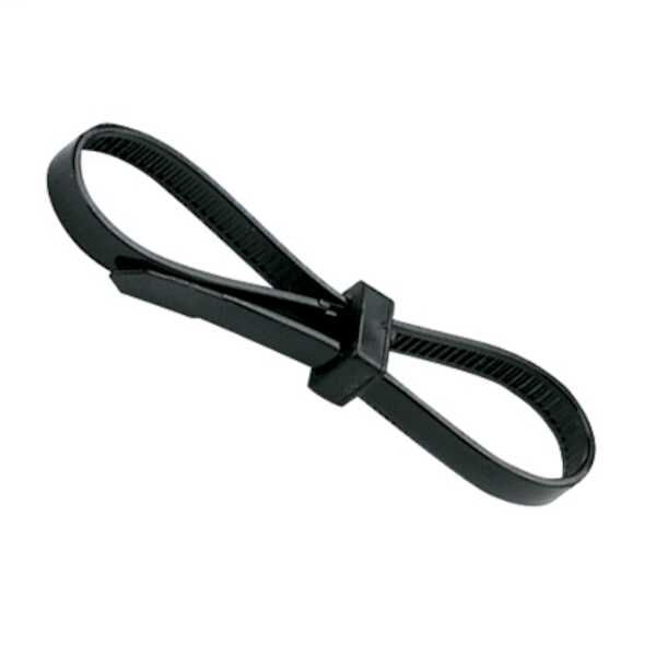 Panduit Bow-Ty™ Double Loop Tie, Two-Piece, 1.25" (32 mm) Combined Bundle Diameter, Standard, Heat Stabilized, Black, 1000/Pack