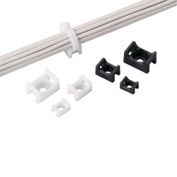 Panduit Cable Tie Mount, Nylon, Natural, Indoor, H 0.37", L 0.86", W 0.61", #10 (M5) Screw, 1000/Pack