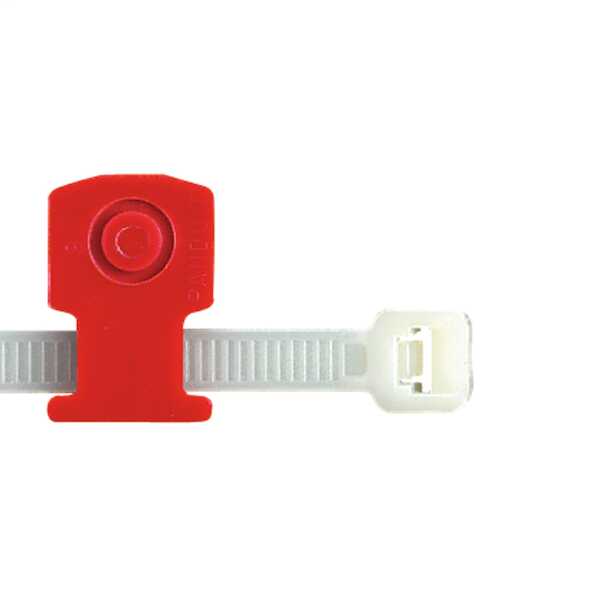 Panduit Cable Tie Mount, Nylon, Red, Indoor, H 0.12", L 0.74", W 0.49", Integral Push Rivet, 100/Pack