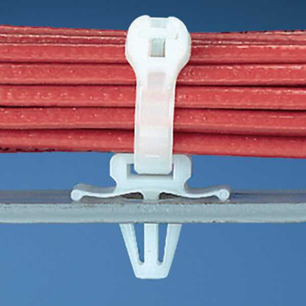 Panduit Cable Tie Mount, Nylon, Natural, Indoor, H 0.61", L 0.75", W 0.37", Push Barb, 1000/Pack