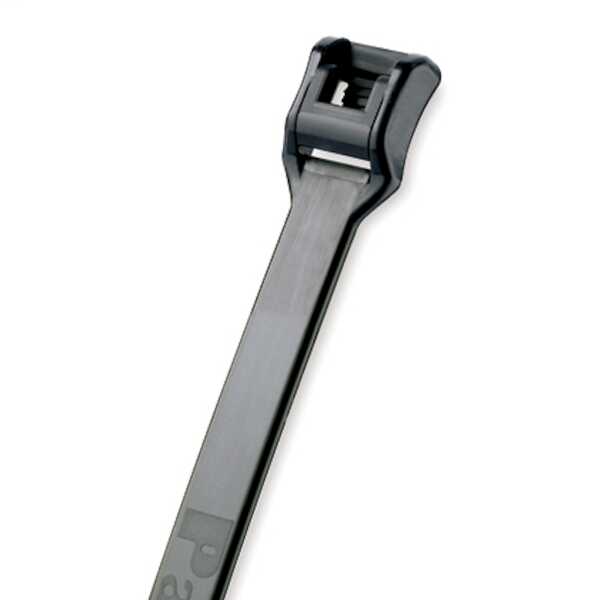 Panduit Belt-Ty™ In-Line Tie, 3" (76 mm) Bundle Diameter, Standard, Weather Resistant Nylon, Black, 1000/Pack