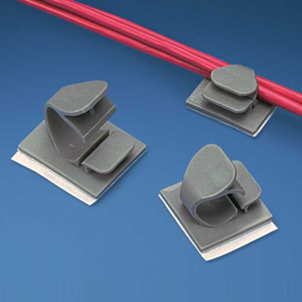 Panduit Adhesive Mount Cable Clip, .19" Bundle Capacity, Nylon, Gray, 100/Pack