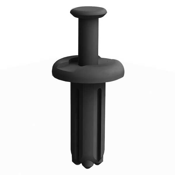 Micro Plastics Removable Rivet, .25" Mounting Hole Dia, .5" L, Nylon, Black, 500/Pack