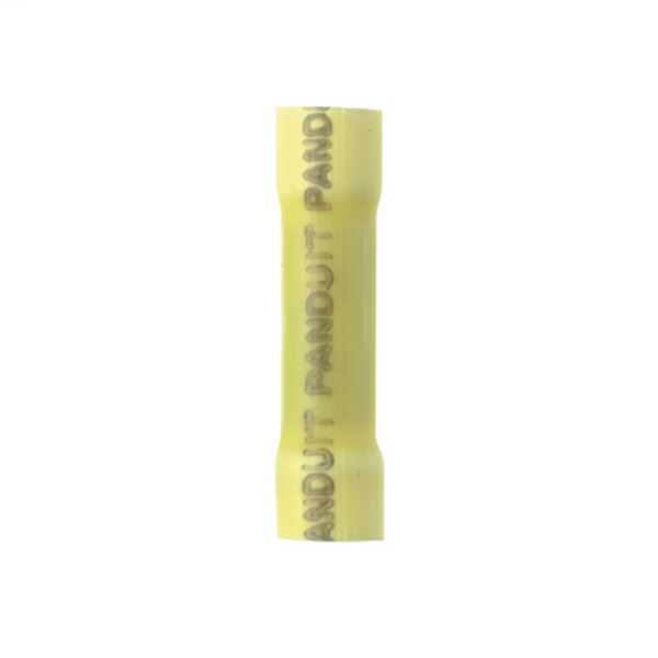 Panduit Butt Splice, Vinyl Insulated, 12 - 10 AWG, Yellow, Package 500, Length 1.18"