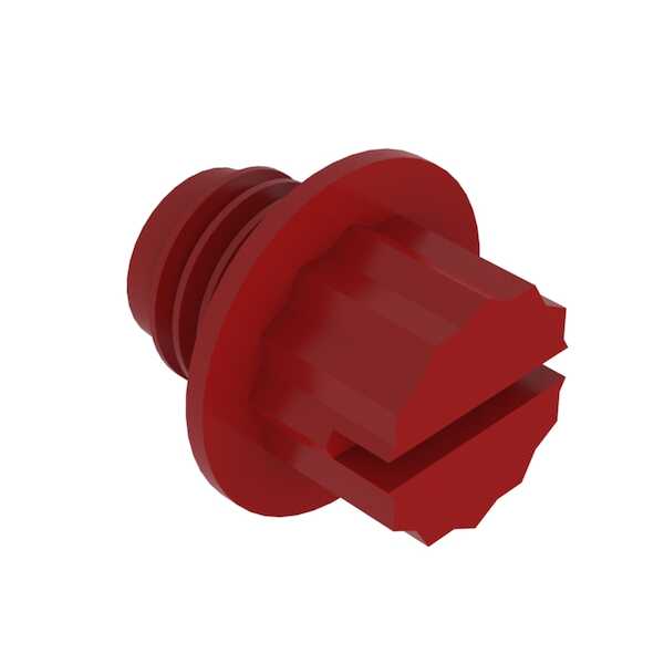 Heyco 1 5/8 - 12 Threaded Plug, Slotted 12-Point Head, HDPE, Red