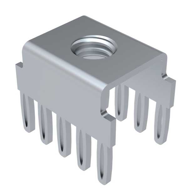 Power Tap Connector. 10 Circuits, 6-32 Threaded Insert, .472" Long. Tin Plate.